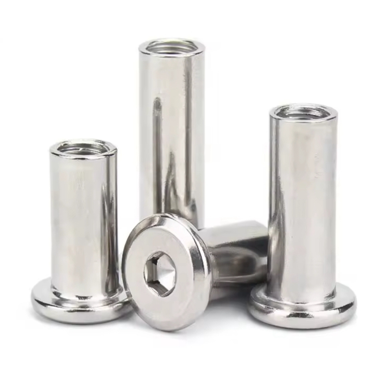 Flat Hex Hexagon Socket Head Furniture Rivet Connector Insert Joint Sleeve Cap Nut