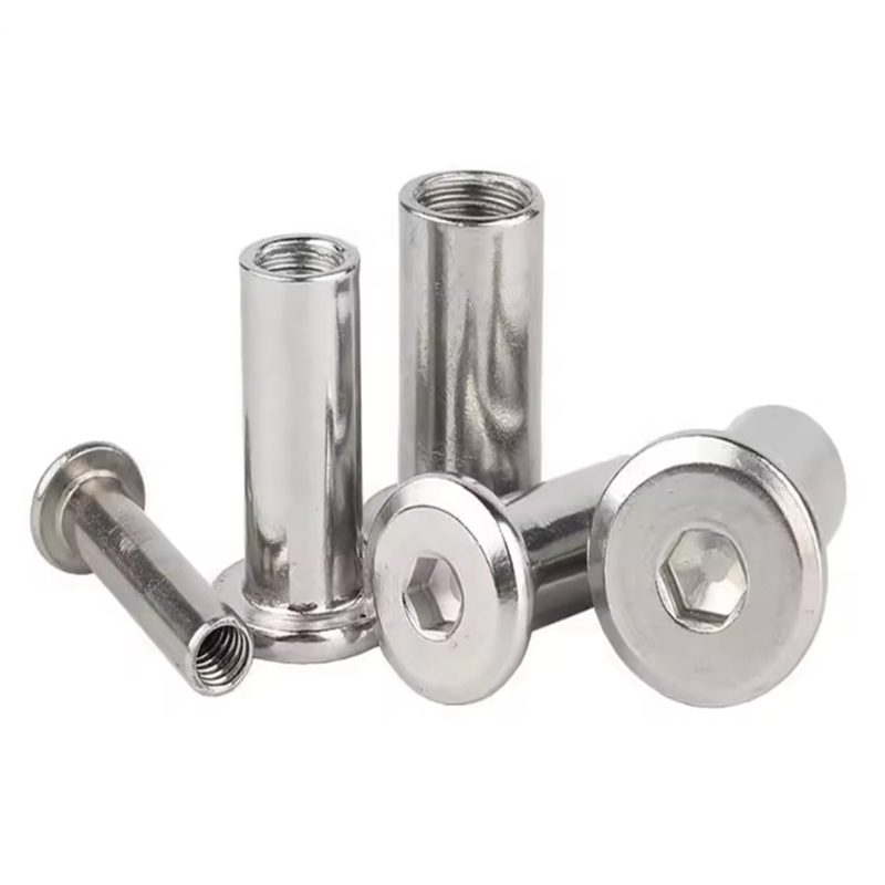 Flat Hex Hexagon Socket Head Furniture Rivet Connector Insert Joint Sleeve Cap Nut